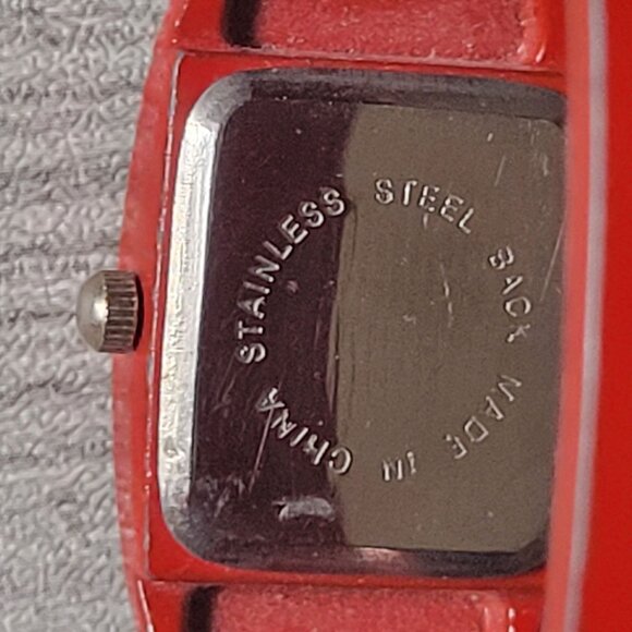 Red Rhinestone-Studded Quartz Womens Watch With Stainless Steel Back - Picture 4 of 5